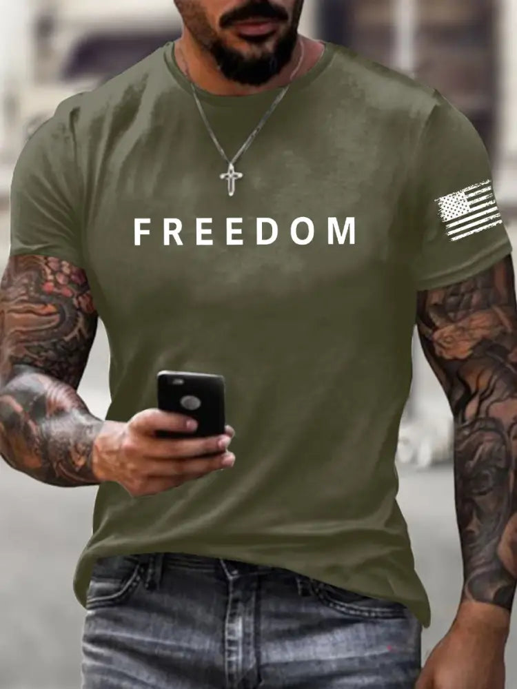 Men’s Freedom Is Not Free R.I.P Charlie Kirk Short Sleeve T-shirt Army Green / S