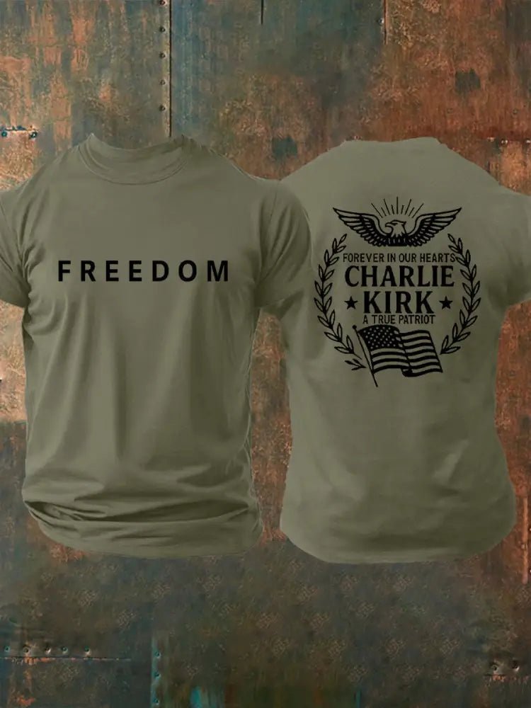 Men’s Freedom Is Not Free R.I.P Charlie Kirk Short Sleeve T-shirt Army Green / S