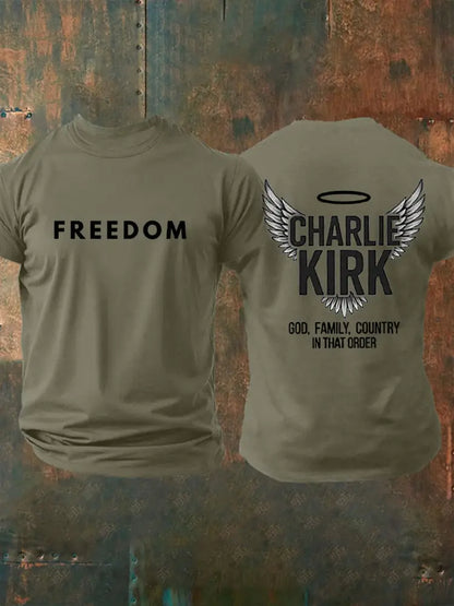 Men’s Freedom Is Not Free R.I.P Charlie Kirk Short Sleeve T-shirt Army Green / S