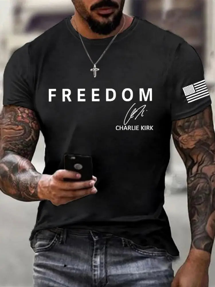 Men’s Freedom Is Not Free R.I.P Charlie Kirk Short Sleeve T-shirt Black / S