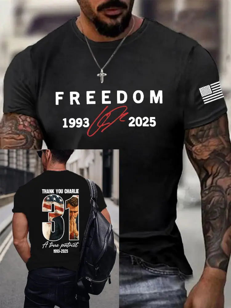 Men’s Freedom Is Not Free R.I.P Charlie Kirk Short Sleeve T-shirt Black / S