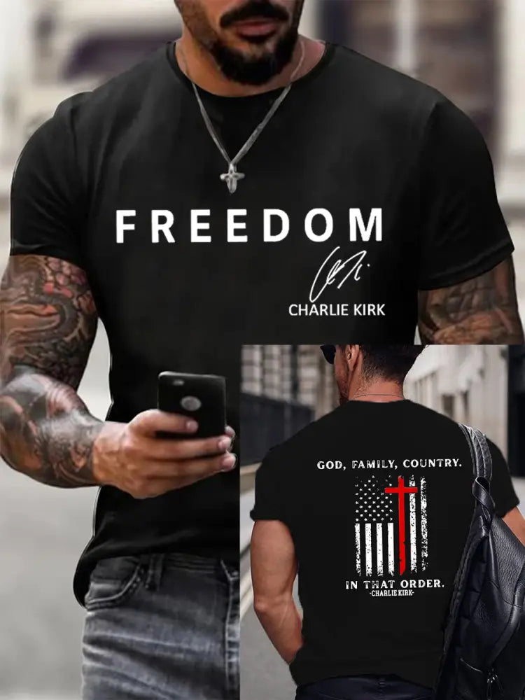 Men’s Freedom Is Not Free R.I.P Charlie Kirk Short Sleeve T-shirt Black / S