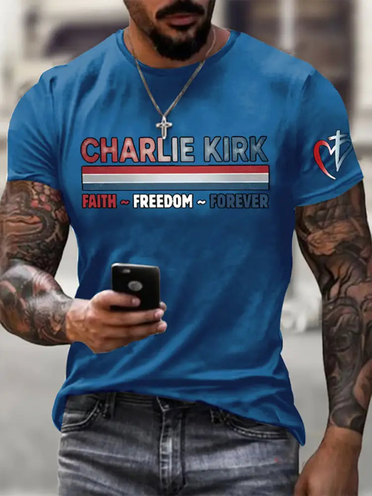 Men’s Freedom Is Not Free R.I.P Charlie Kirk Short Sleeve T-shirt Blue / S