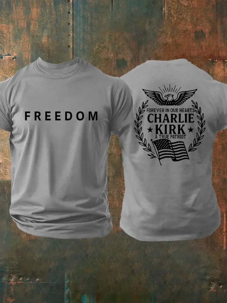 Men’s Freedom Is Not Free R.I.P Charlie Kirk Short Sleeve T-shirt Light Gray / S