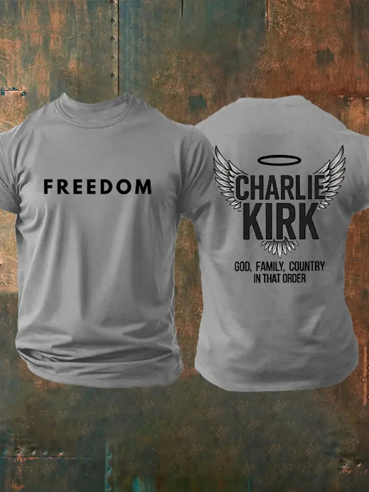 Men’s Freedom Is Not Free R.I.P Charlie Kirk Short Sleeve T-shirt Light Gray / S