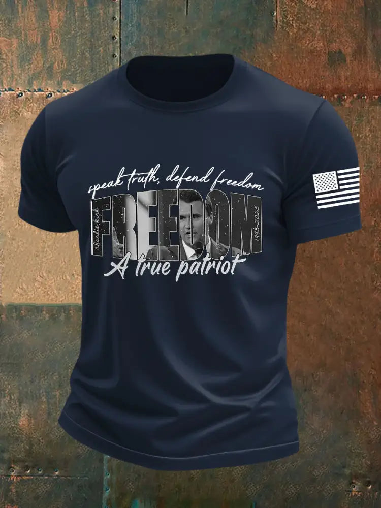 Men’s Freedom Is Not Free R.I.P Charlie Kirk Short Sleeve T-shirt Navy Blue / S