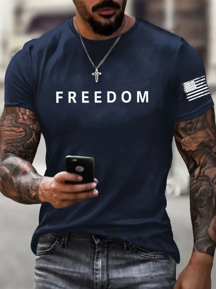 Men’s Freedom Is Not Free R.I.P Charlie Kirk Short Sleeve T-shirt Navy Blue / S