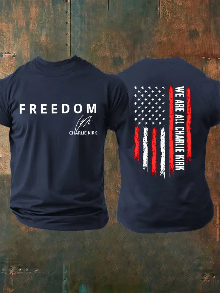 Men’s Freedom Is Not Free R.I.P Charlie Kirk Short Sleeve T-shirt Navy Blue / S