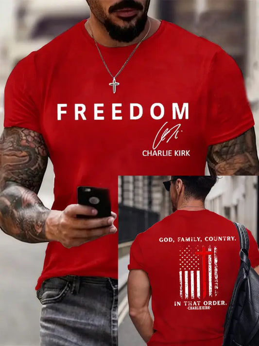 Men’s Freedom Is Not Free R.I.P Charlie Kirk Short Sleeve T-shirt Pure Red / S