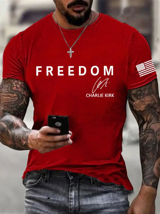 Men’s Freedom Is Not Free R.I.P Charlie Kirk Short Sleeve T-shirt Pure Red / S