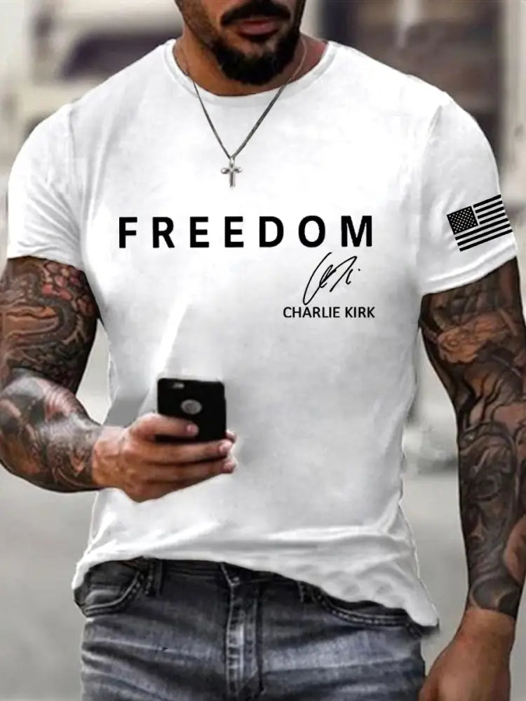 Men’s Freedom Is Not Free R.I.P Charlie Kirk Short Sleeve T-shirt White / S