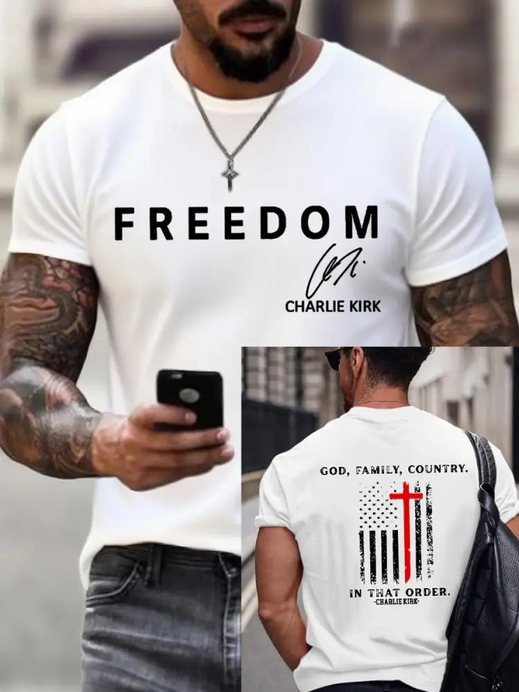 Men’s Freedom Is Not Free R.I.P Charlie Kirk Short Sleeve T-shirt White / S