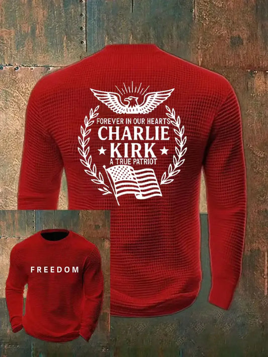 Men’s Freedom Is Not Free R.I.P Charlie Kirk Waffle Long Sleeve T-Shirt Red / S