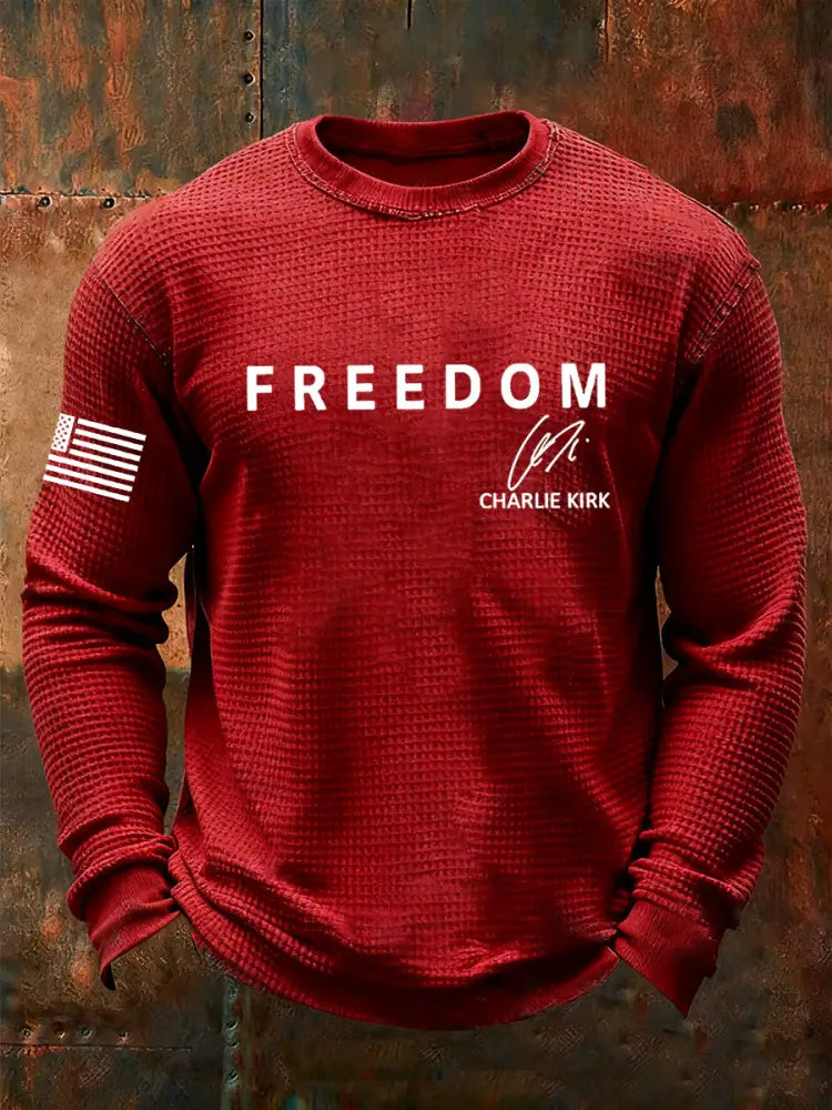 Men’s Freedom Is Not Free R.I.P Charlie Kirk Waffle Long Sleeve T-Shirt Red / S