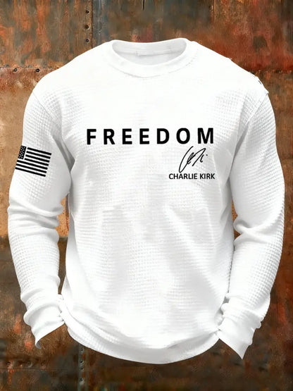 Men’s Freedom Is Not Free R.I.P Charlie Kirk Waffle Long Sleeve T-Shirt White / S
