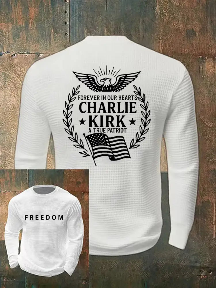 Men’s Freedom Is Not Free R.I.P Charlie Kirk Waffle Long Sleeve T-Shirt White / S