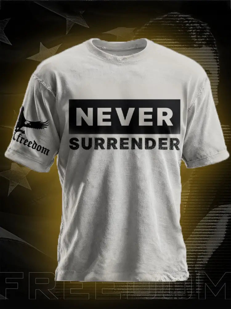 Men’s Freedom Never Surrender Printed T-shirt Light Gray / S