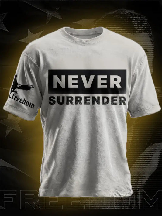 Men’s Freedom Never Surrender Printed T-shirt Light Gray / S
