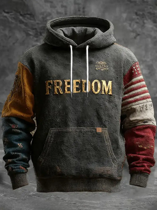 Men’s Freedom Printed Casual Hoodie As picture / S