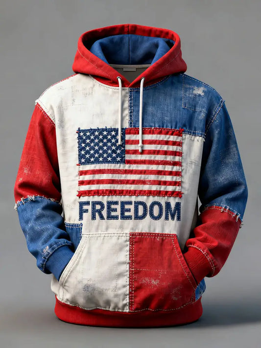 Men’s Freedom Printed Casual Hoodie As picture / S