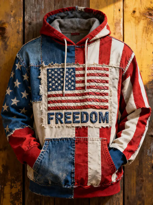 Men’s Freedom Printed Casual Hoodie As picture / S