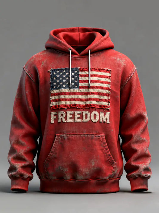 Men’s Freedom Printed Casual Hoodie Red / S