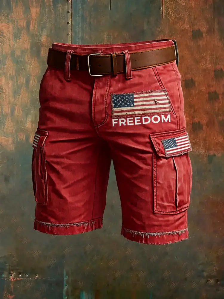 Men’s Freedom Printed Casual Shorts Red / S