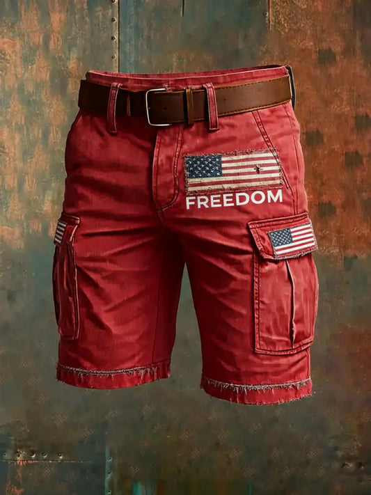 Men’s Freedom Printed Casual Shorts Red / S