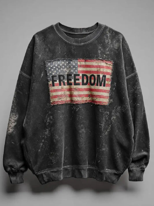 Men’s Freedom Printed Casual Sweatshirt Black / S