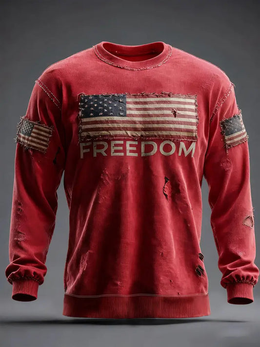Men’s Freedom Printed Casual Sweatshirt Red / S