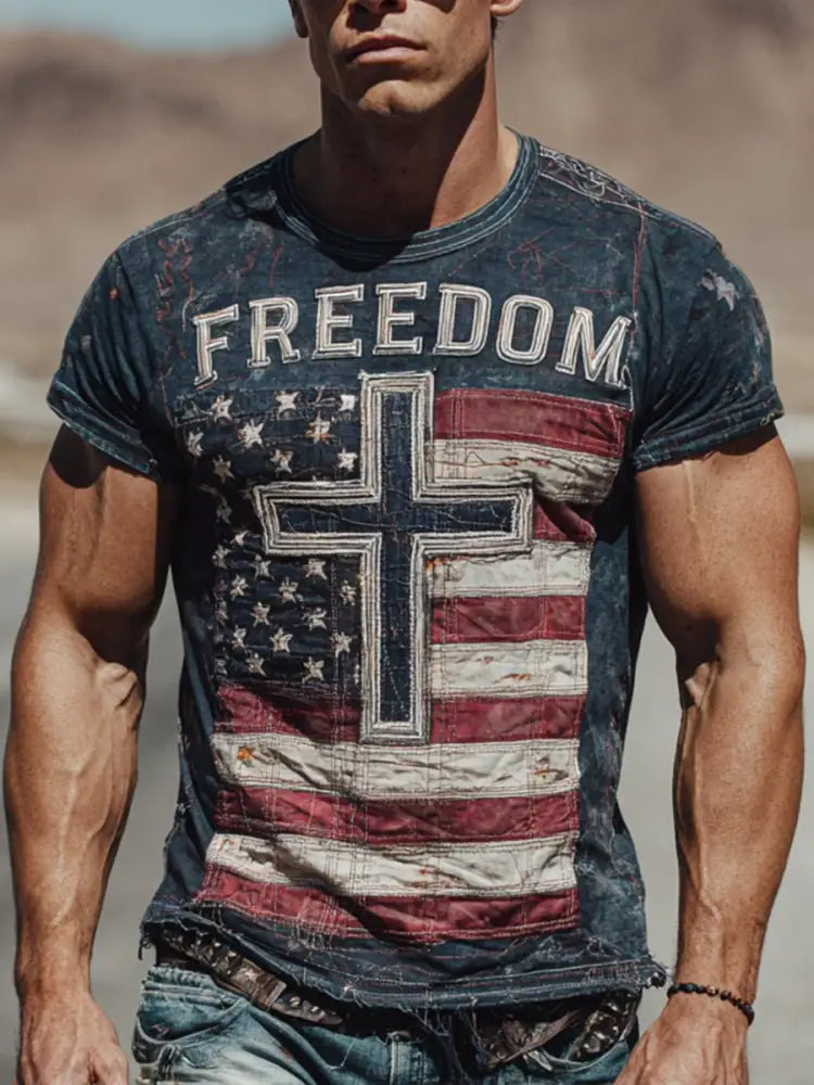 Men’s Freedom Printed Casual T-shirt As picture / S