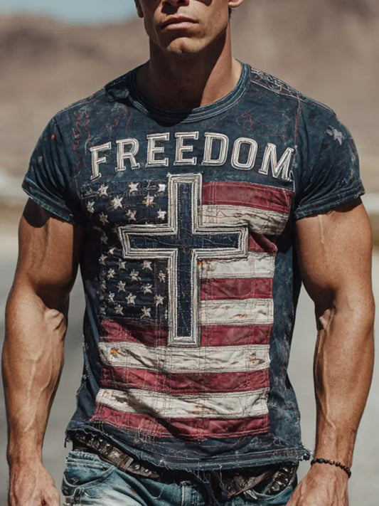 Men’s Freedom Printed Casual T-shirt As picture / S