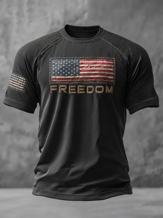 Men’s Freedom Printed Casual T-shirt Black / S