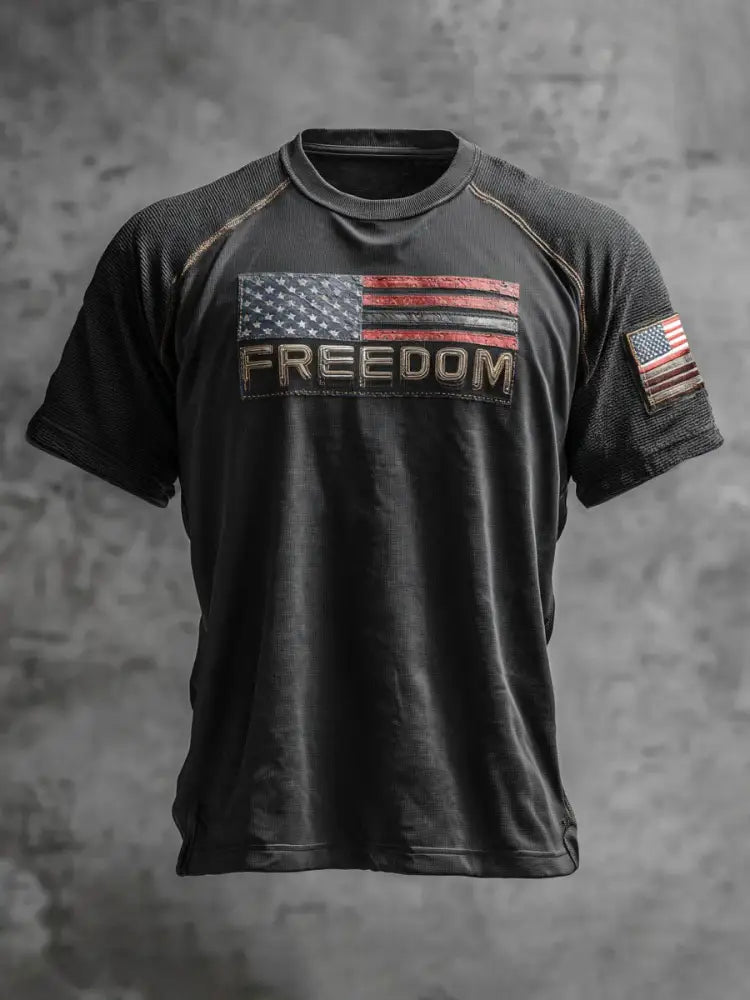 Men’s Freedom Printed Casual T-shirt Black / S