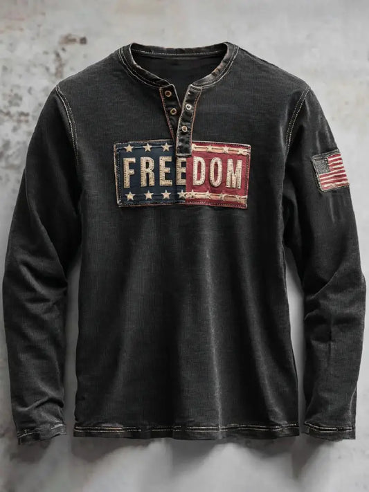 Men’s Freedom Printed Casual T-shirt Black / S
