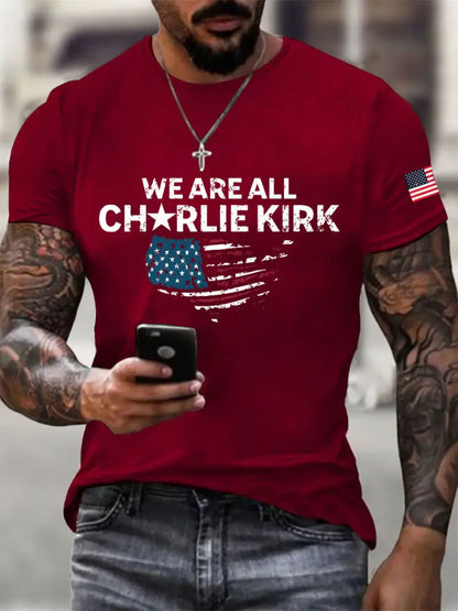Men’s Freedom Printed Casual T-shirt Deep Red / S