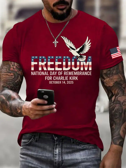 Men’s Freedom Printed Casual T-shirt Deep Red / S