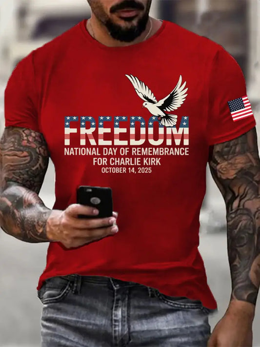 Men’s Freedom Printed Casual T-shirt Pure Red / S