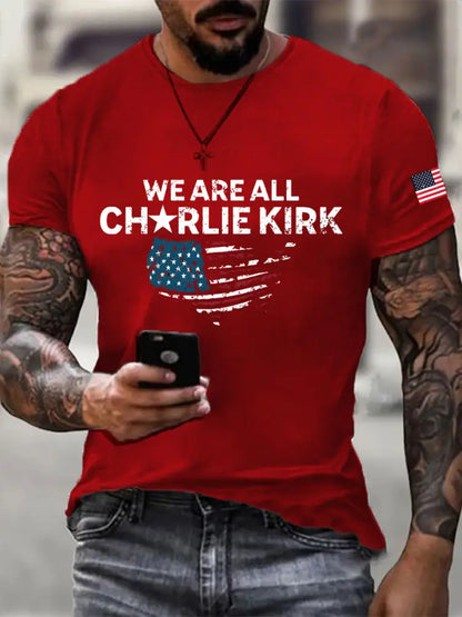 Men’s Freedom Printed Casual T-shirt Pure Red / S