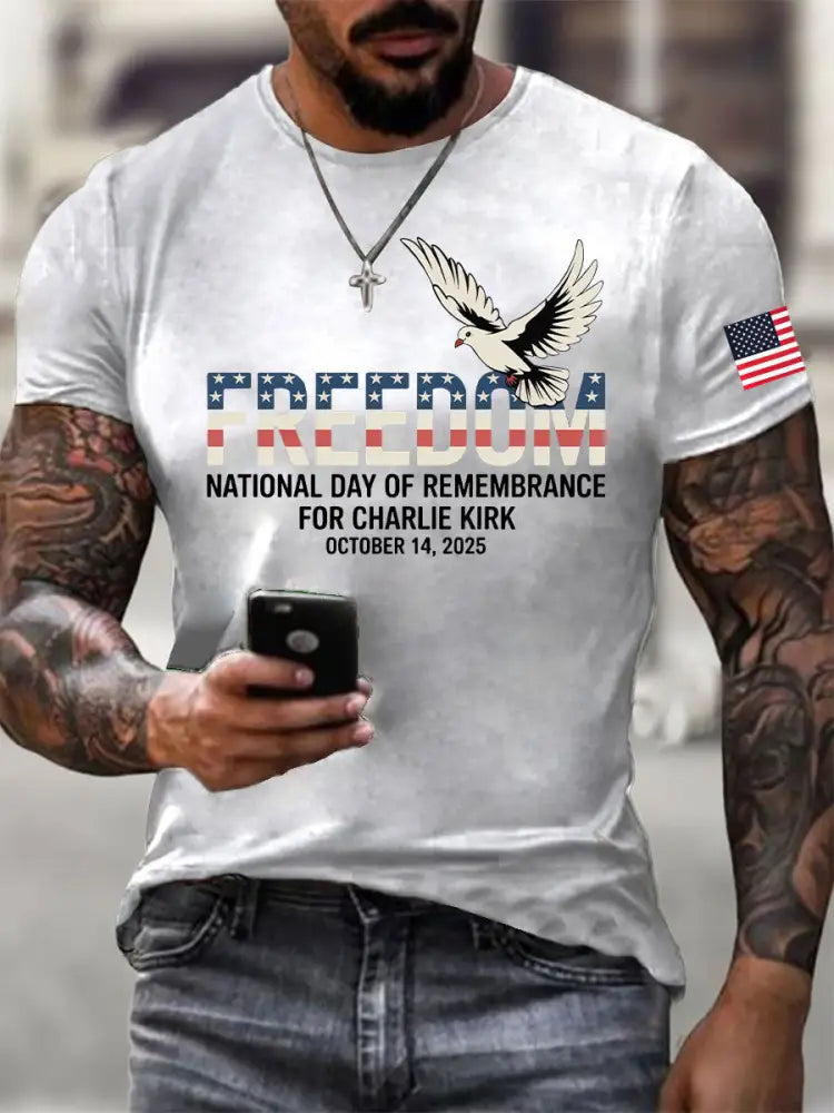 Men’s Freedom Printed Casual T-shirt White / S