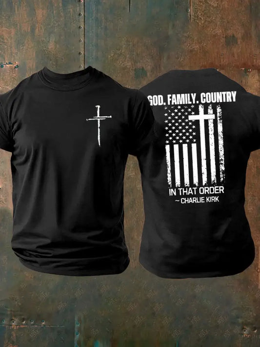 Men’s Freedom Printed imitation cotton short-sleeved T-shirt Black / S
