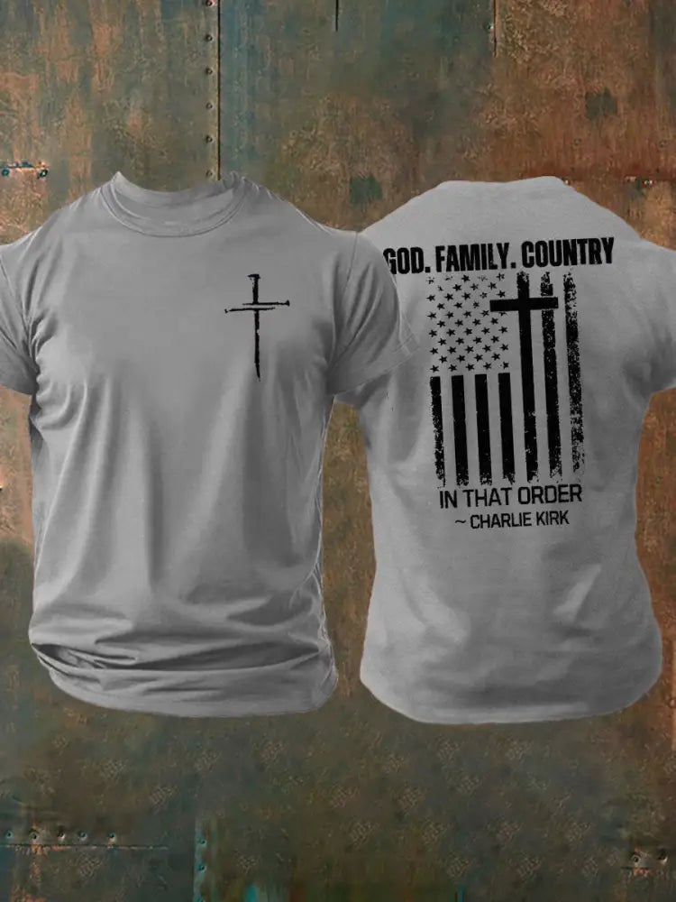 Men’s Freedom Printed imitation cotton short-sleeved T-shirt Light Gray / S
