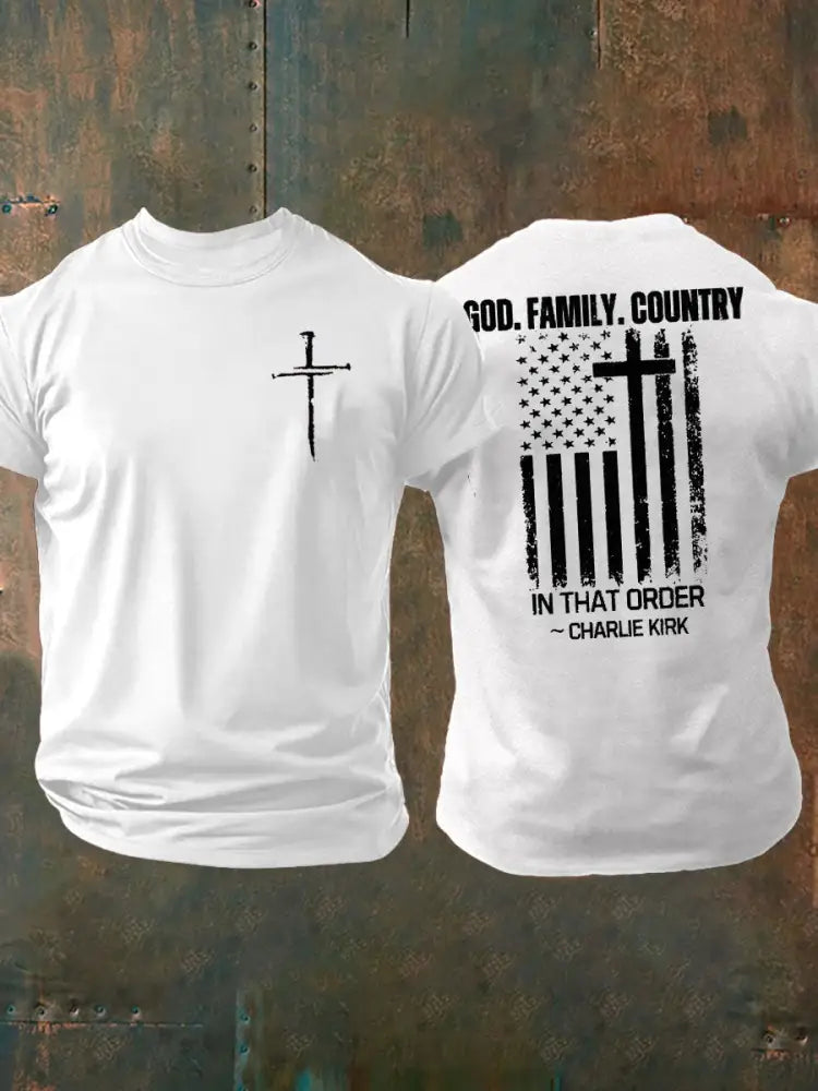 Men’s Freedom Printed imitation cotton short-sleeved T-shirt White / S