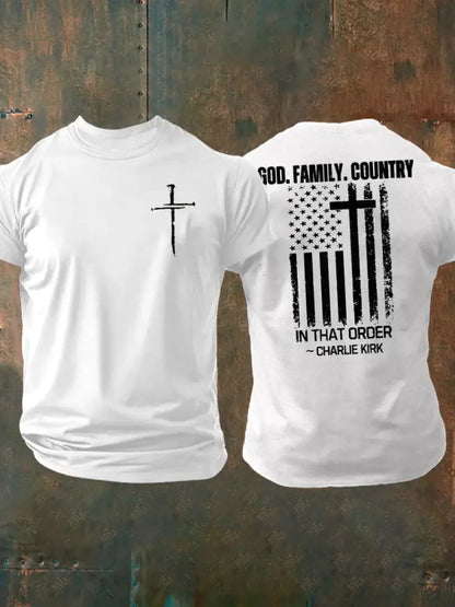 Men’s Freedom Printed imitation cotton short-sleeved T-shirt White / S