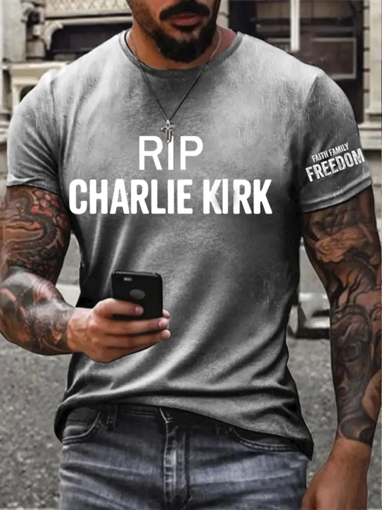 Men’s Freedom Rip Printed T-shirt Light Gray / S