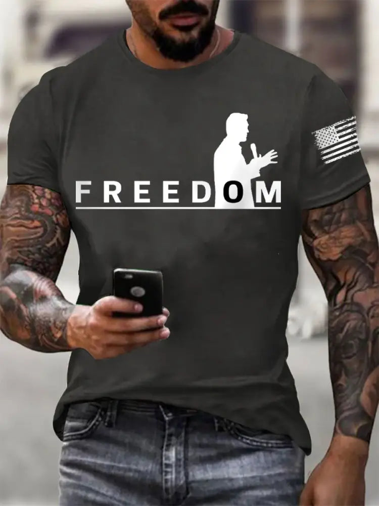 Men’s FREEDOM short-sleeved T-shirt Dark Gray / S