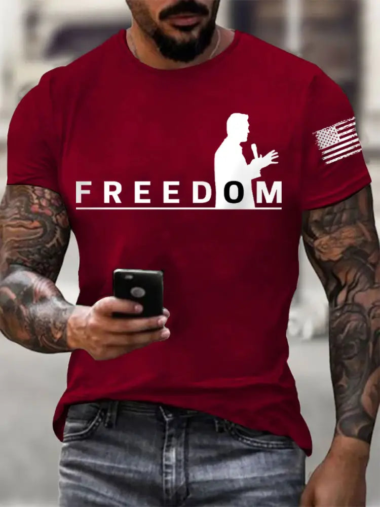 Men’s FREEDOM short-sleeved T-shirt Deep Red / S