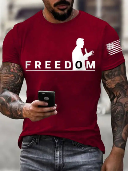 Men’s FREEDOM short-sleeved T-shirt Deep Red / S