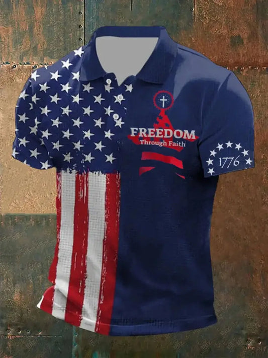 Men’s Freedom Through Faith Printed Shirt As picture / S