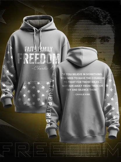 Men’s Freedom True Patriot Charlie Printed Hoodie Light Gray / S